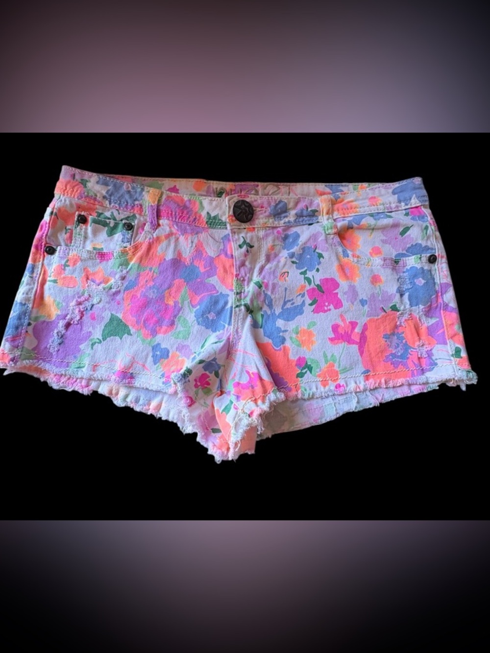 Floral Bright Denim Women’s Cutoff Shorts